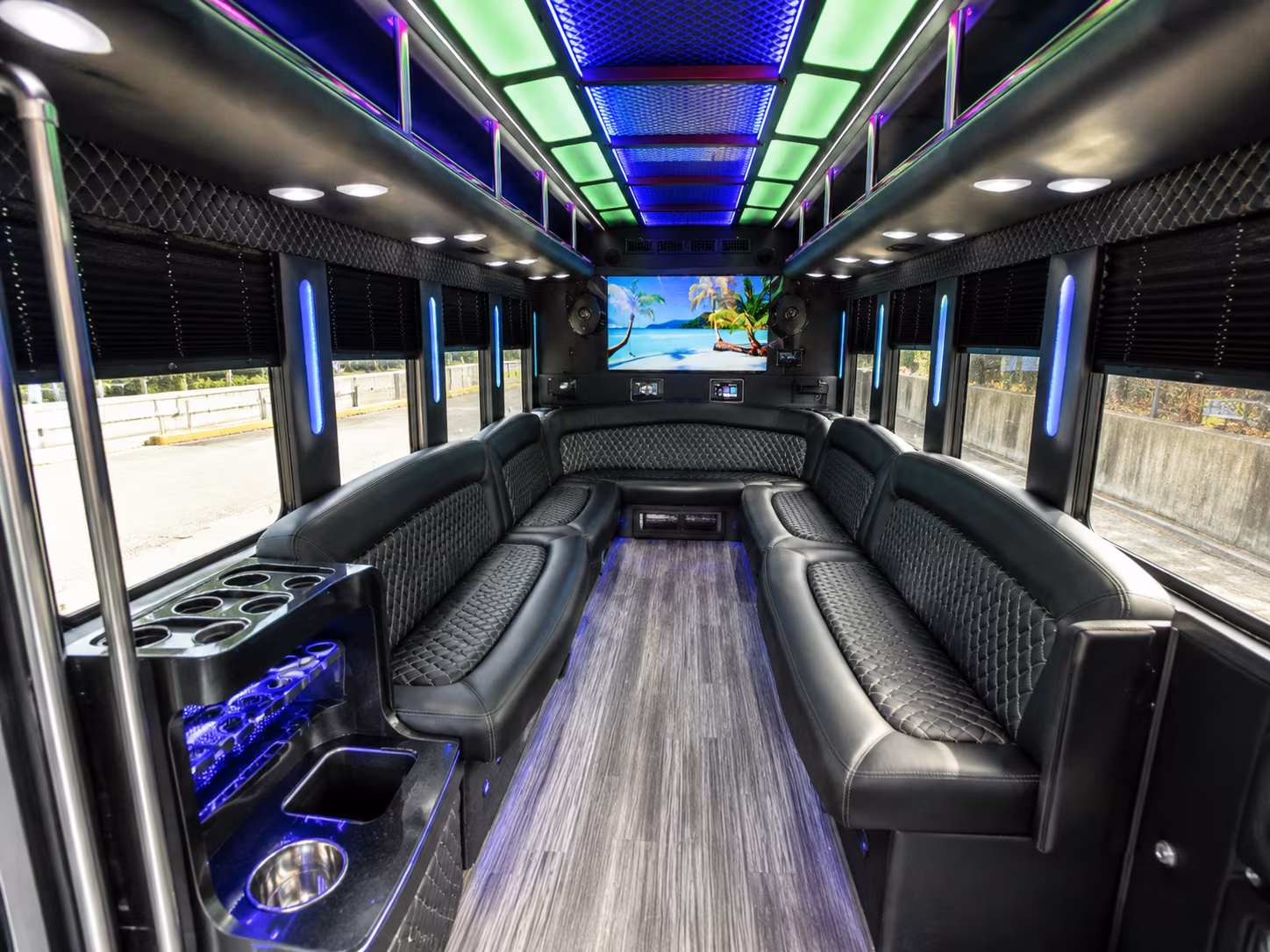 watsonville 18 passenger party bus inside