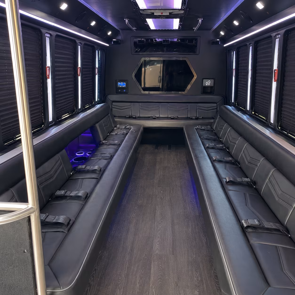 watsonville 18 passenger party bus interior